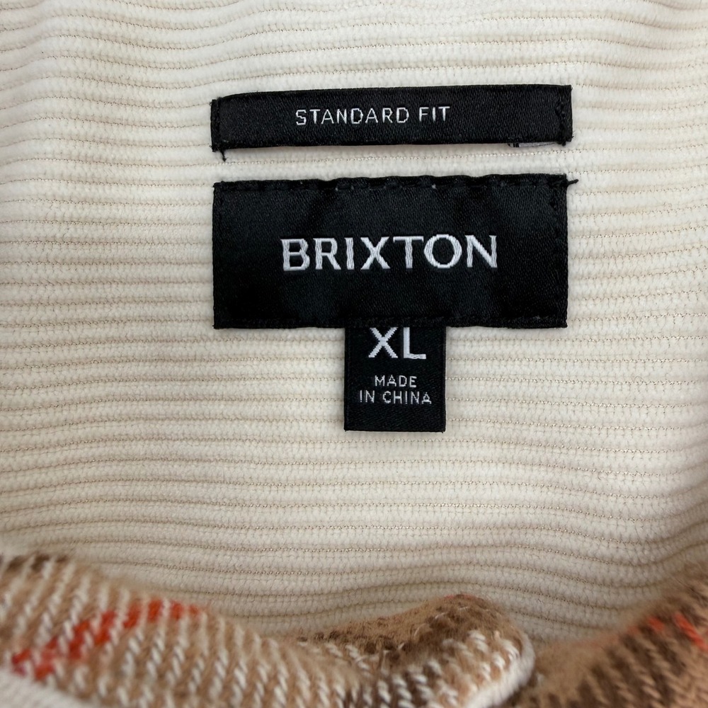 Brixton Button Up Mens XL Cream Corduroy Bowery Standard Fit Long Sleeve Shirt - Picture 4 of 10